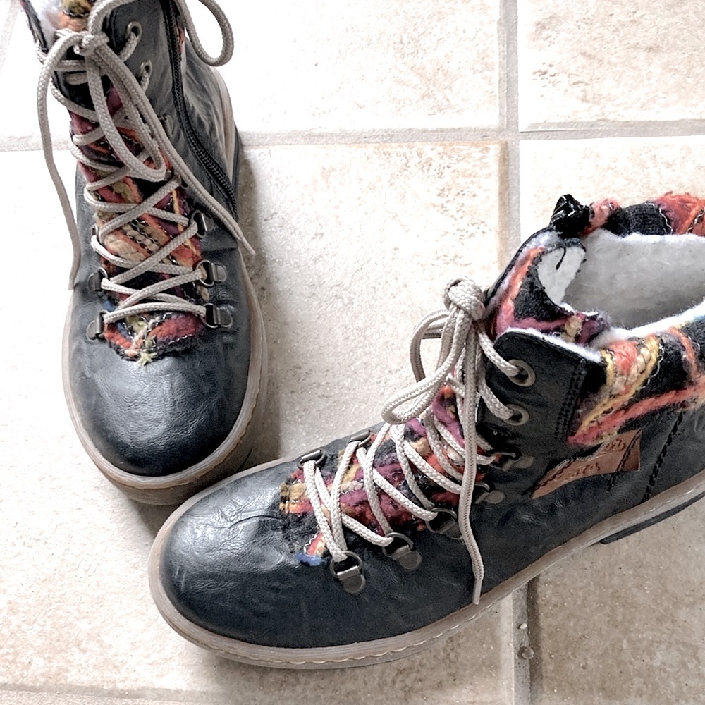 Rieker Boots Felicitas 43 Ankle Boot Black/Nuss/Multi 37 Size 6.5 - Picture 6 of 8